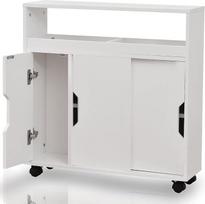 BAKAJI Vonios kambario su ratukais spintelė vežimėlis Slim Space Saving Multi-Purpose White Technical Wood Standard