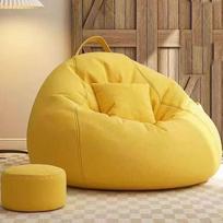 Bean Bag Bean Bag Lounge Sofa su taburete Bean Bag Suaugusiųjų Bean Bag su porankiais Indoor Bean Bag su užpildymu - suaugusiems ir vaikams Sėdynės pagalvėlė sėdėti ir gulėti su Faux Linen gyvenamajame kambaryje