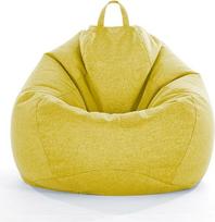 Bean Bag dangtelis be užpildymo, lininis vientisos spalvos žaidimų Bean Bag suaugusiems ir vaikams, Premium aukštos nugaros Bean Bag įdaryti gyvūnų žaislas saugojimo tingus sofa (geltona, 3XL)