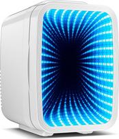 BEICHEN mini šaldytuvas, 4 l / 6 skardinės, tylus mini šaldytuvas, 7 RGB šviesos režimai, 2-in-1 šaldymo ir šildymo funkcija gėrimams ir odos priežiūrai, AC 220 V / DC 12 V, mini šaldytuvas žaidimams, biurui, automobiliui (baltas)