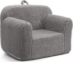 BEJOY vaikiška sofa - itin minkštas vaikiškas fotelis su putų užpildu, minkšta "Sherpa" skaitymo sofa mergaitėms ir berniukams - pilka