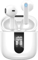 Belaidės "Bluetooth 5.4" ausinės, "In-Ear" su 6 ENC mikrofonais, "Bluetooth" ausinės, 60 valandų stereofoninės belaidės ausinės, triukšmą slopinančios ausinės, USB-C, IP5 vandeniui atsparios ausinės (baltas sniegas)