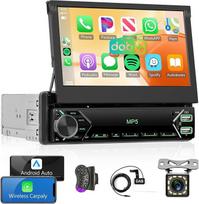 Belaidis "Carplay" automobilinis radijas 1 DIN su DAB+/DAB adapteriu "Android" automobilinis 7 colių ištraukiamas ekranas Automobilinis radijas su "Mirror Link" "Bluetooth" FM radijas DAB/USB/AUX vairo valdymas atbulinės eigos kamera