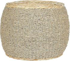 Beliani Pouf Jūros žolė / vandens hiacintas Natūralus apvalus 40 cm skersmens pintas Boho Haiphong