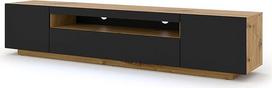 BIM baldai "Aura Lowboard TV spintelė, 200 cm, pakabinama arba pastatoma, universali apatinė spintelė, TV lenta, staliukas, HiFi staliukas, pakabinama (Ąžuolas "Artisan" ir juodas matas, be LED)