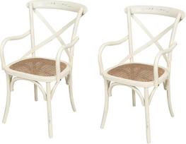 Biscottini 2 valgomojo kėdės Mediniai kaimo namų stiliaus baldai 89 x 43 x 50 cm - Medinės virtuvės kėdės - Ratano kėdės Valgomojo kambario baldai Vintage - Bistrot rotango kėdė - Retro virtuvė