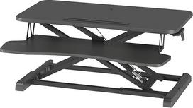 BONTEC stovima sėdynė, rašomasis stalas, stovimasis stalas, ergonomiškas reguliuojamo aukščio stalas kompiuterio ekranui, nešiojamajam kompiuteriui, 80 x 40 cm platforma su klaviatūros dėklu, 15 kg keliamoji galia, juoda