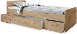 BORO moderni viengulė lova su 3 x stalčiais 90 x 200 cm - praktiška paauglių kambario lova su ąžuolo apdailos elementais - 95 x 66 x 204 cm (plotis x aukštis x gylis)