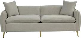 BRAGUE 3 sėdimų vietų sofa-lova 77" Moderni aksominė sofa su porankiais ir pagalvėlėmis pilkos spalvos