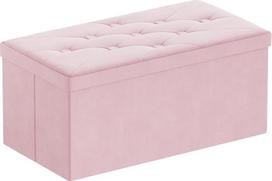 BRIAN & DANY Rožinio aksomo sulankstoma tufted saugojimo taburetė