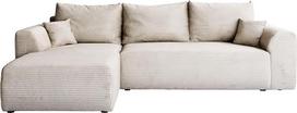 BROMARKT Sofa su miego funkcija, sofa su lovos dėže, kampinė sofa, L formos šiuolaikinė sofa-lova svetainei, 3 sėdimos vietos, universali sofa-lova, "Romeo", laisvai pastatoma, 280 x 184 x 85 cm, velvetinis audinys, smėlio spalvos