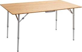 BRUNNER Lauko sulankstomas stalas piknikui, stovyklavimui, sodui, terasai - aliuminis su elegantišku bambuko viršumi - CAMPERKING M - stačiakampio formos 30 kg apkrovos