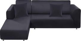 BT.WA Sofos užvalkalas L formos sofos užvalkalas 2 dalių, minkštas elastingas dvipusis sofos užvalkalas 3 vietų + 3 vietų baldų apsauga, sofos užvalkalas su 2 pagalvių užvalkalais (tamsiai pilka)