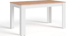 byLIVING NORI Valgomasis stalas Modernus ąžuolo efekto virtuvės stalas / pagrindo rėmas Melamino balta spalva Didelis stalas 120 x 80 cm H 75 cm