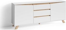 byLIVING Valentine Spintelė / komoda "Artisan" ąžuolo šviesiai ruda su balta spalva / Spintelė su 2 durelėmis ir 3 stalčiais / Skandinaviškas stilius / Be rankenų / Š 180 x V 80 x G 38 cm