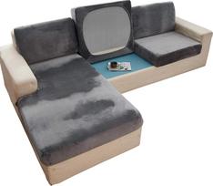 C/N Sofos sėdynės pagalvėlės dangtelis Stretch Velvet Sofos sėdynės pagalvėlės dangteliai Sofos pagalvėlių apsauga Sofos dangtelis Apsauginiai dangteliai Nuimami sofos sėdynių dangteliai Chaise Longues Šviesiai pilka