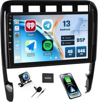 CAMECHO 4+64G 9 colių automobilinis radijo imtuvas Porsche Cayenne 2002-2010 m. su atbulinės eigos kamera, "Android 13" belaidis "Carplay" "Bluetooth" radijo imtuvas su "Android Car GPS WiFi DSP FM/RDS Mirror Link + Canbus HD IPS