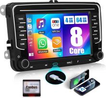 CAMECHO [8 branduolių 4+64G] "Android 13 Carplay"/"Android Car"/"DSP" automobilinis radijas "VW Golf 5 6 Touran Polo", 7 colių jutiklinis ekranas "Bluetooth 5.0" su DSP "WiFi" GPS FM RDS radiju "Mirror Link Type-C" USB+32 juostų ekvalaizeris