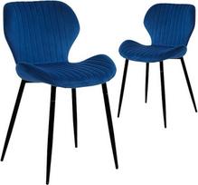 CangLong Mid-Century-Moderne Esstühle im 2er-Set, Polsterküchenstühle für Esszimmer, Samt-Bequemstuhl mit Metallbeinen, für Küche, Essbereich, Wohnzimmer, Blau