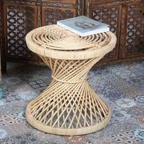Casa Moro Anisa CF2086 Ratano staliukas Skersmuo 46 cm Apvalus Aukštis 45 cm Natūralus rotango rankų darbo Boho Chic kavos staliukas Retro etninis sofos staliukas