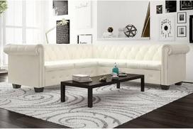 Česterfildo kampinė sofa 5 vietų sofa Dviejų vietų poilsio sofa Minkšta sofa Sėdimieji baldai Dizainerio sofa Svetainės sofa Dirbtinė oda Balta