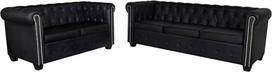 Chesterfield sofos 2 vietų ir 3 vietų derliaus natūralios odos sofa biuro sofa apmušalai dirbtinė oda juoda