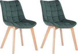 CLP Passaic Velvet valgomojo kėdės, ergonomiškai paminkštintos ir dygsniuotos, su grindų apsauga, didžiausia apkrova 150 kg, spalva: Žalia, 2 vnt.