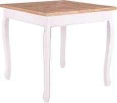 CLP valgomojo stalas kvadratinis 80 x 80 cm "Lindon" kaimo namų stiliaus virtuvės stalas, kvadratinis stalviršis iš uosio masyvo, "Shabby Chic" kojos Spalva: natūrali / balta
