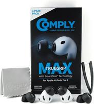 Comply TrueGrip MAX | Aukščiausios kokybės atminties putų ausų antgaliai "Apple AirPods Pro" (3 kartos) | SmartSkin technologija | Puiki triukšmo izoliacija | Juoda, vidutinė, 3 poros
