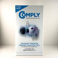 Comply TrueGrip Premium Memory Foam pakaitiniai ausų antgaliai "Apple AirPods Pro" (3 kartos) | Puiki triukšmo izoliacija | Juoda, dideli, 3 poros