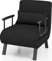 COSTWAY 4-in-1 miegamoji kėdė su lovos funkcija, sulankstoma sofa-lova su reguliuojamu atlošu ir nuimama pagalvėle, sulankstoma lova, sofa-lova su metaliniu rėmu, maksimali apkrova 150 kg (juoda)
