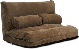 COSTWAY Grindų sofa lova sulankstoma, 6 lygių reguliuojama grindų kėdė, grindų kėdė su 2 pagalvėlėmis, grindų sėdynės pagalvėlė su atlošu, sulankstoma sofa, minkšta sofa lova miegamajam, svetainei (ruda)