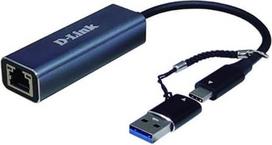 D-Link DUB-2315 USB-C/USB ir 2,5 Gigabit Ethernet adapteris (USB-C Thunderbolt 3 arba USB 3.0 ir RJ45 2,5 Gigabit LAN adapteris, skirtas kompiuteriui, "MacBook Pro", "MacBook Air", "iPad Pro", "Chromebook", "Surface Pro" ir kt.)