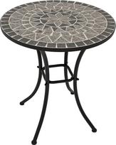 DEGAMO Siena Bistro staliukas Mozaikinis staliukas 60 cm apvalus juodas metalinis rėmas Keraminis mozaikinis stalviršis pilka/balta spalva