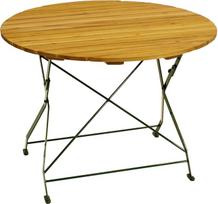 DEGAMO TÖLZ 100 cm apvalus sulankstomas plokščias plieninis stalas žalias + Robinia Outdoor