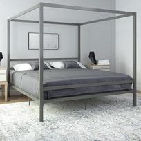 DHP šiuolaikinė pilka metalinė "Super King Size" lova su baldakimu