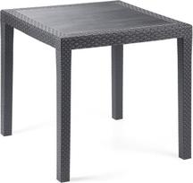Dmora - "Agrigento" lauko stalas, kvadratinis sodo stalas, stacionari lentyna, rotango išvaizdos, 100 % pagamintas Italijoje, 79 x 79 x 79 cm, antracito spalvos
