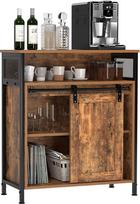 DlandHome Sideboard Stumdomos durys Maža virtuvės spintelė Sandėliavimo spintelė gyvenamajam kambariui su lentyna Komoda Sandėliavimo spintelė Biuras Rustic Brown/Black