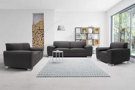 Domo kolekcijos Ricardo sofa, 3 vietų sofa, dirbtinės odos komplektas, juoda, 220 x 89 x 81 cm