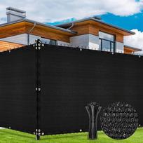 Duerer privatumo ekrano tvora 1.8m x 15.2m Heavy Duty sodo apsauga nuo vėjo 142gsm blokados atspalvio dangtis UV apsauga Lauko panelė kiemo kiemo tvoros Tinklo akių tinklas Kabelio kaklaraištis (juodas)