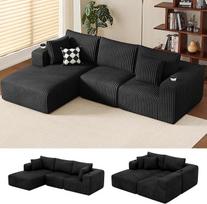 DURASPACE kampinė sofa L formos sofa be kaulų putų debesų sofos su šezlongu, pūkuotas pliušinis laidų modulis, skirtas svetainei (šezlongas kairėje)