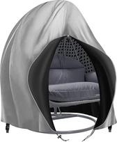 Dvigubo kiaušinio kėdės dangtis Patio kabantis kiaušinio kėdės dangtis Dvigubas 420D vandeniui atsparus supamasis kėdės dangtis "Veranda Patio Cocoon Egg Chair" sodo baldų dangtis su virvele (pilka ir juoda)