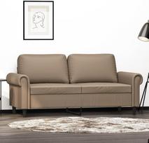 Dvivietė sofa Dvigulė sofa Sofa Lounge Sofa Relax Sofa Svečių sofa Minkšta sofa Loveseat Sofa svetainei Miegamasis Svečių kambarys Cappuccino Brown 140 cm Faux Leather