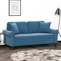 Dvivietė sofa su dekoratyvine pagalvėle Sofa sofa Lounge sofa Minkšta sofa Atsipalaiduoti sofa Dvigulė sofa Svečių sofa Loveseat Sofos svetainei Miegamojo kambarys Svečių kambarys Mėlyna 140 cm Velvetas
