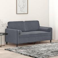 Dvivietė sofa su dekoratyvine pagalvėle Sofa sofa Lounge sofa Minkšta sofa Atsipalaiduoti sofa Dvigulė sofa Svečių sofa Loveseat Sofos svetainei Miegamojo kambarys Svečių kambarys Tamsiai pilka 140 cm Velvetas