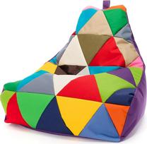 Ecopuf - Keiko Patchwork Pouf Fotelis Lauko - Polistireno kamuoliukai Bean Bag - Vandeniui atsparus audinio krepšys - Relaksacijos kėdė - Namų dekoras - Fotelio dydis M - 100x80x85cm, violetinė Nc5