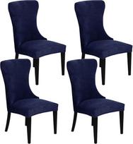 Elastiniai Wingback šoninės kėdės dangteliai, minkšti Spandex valgomojo kėdės dangteliai, nuimamas skalbiamas Wingback šoninės kėdės dangtelis dekorui, tamsiai mėlyna, 4 komplektų rinkinys