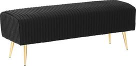 Elegantiško dizaino "Paterson Bench Stool" juodos spalvos aksomo audinio taburetė