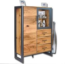 ELFO Janne 2263 Aukštuminė vitrina Senojo ąžuolo faneruotu metalu Grafitinė pilka W 97,5 x H 140 x D 40 cm