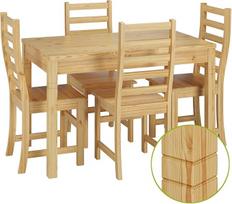 Erst-Holz gražus valgomojo komplektas su stalu ir 4 kėdėmis iš natūralaus pušies masyvo 90.70-51 B-Set 21